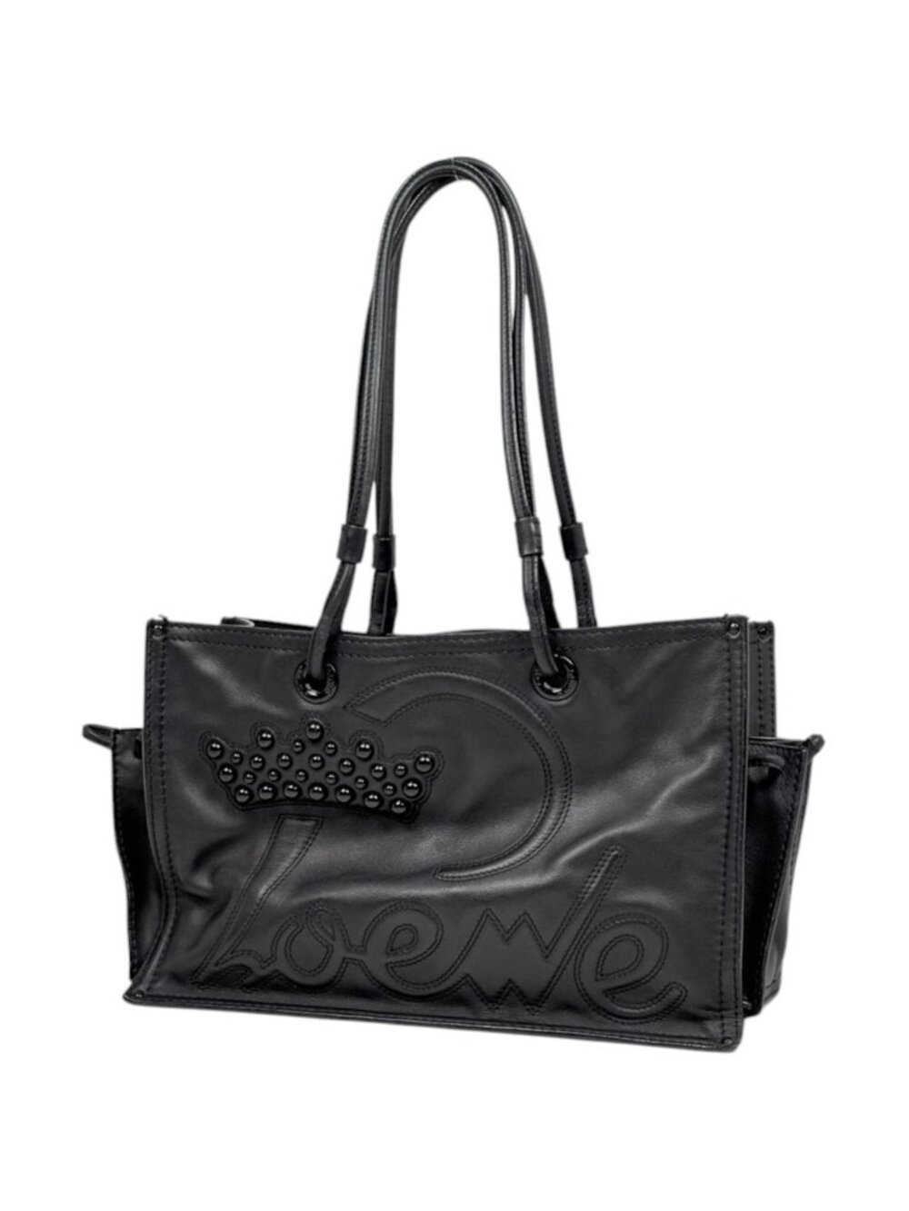 Loewe Tote Bag Logo Leather Black